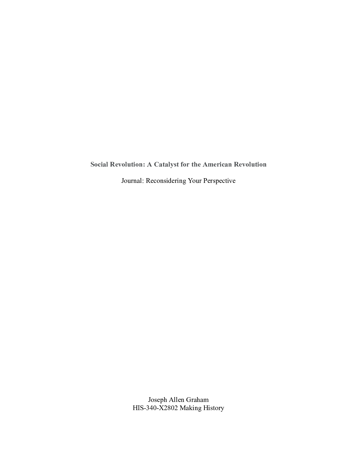 Preview image for Journal Reconsidering Your Perspective|    Social Revolution: A Catalyst for the Ameri